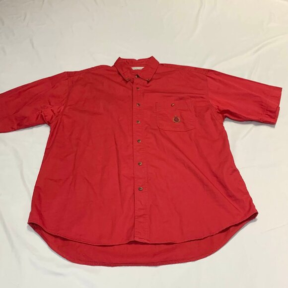 Vintage 90s Bugle Boy Company Red Short Sleeve Button Down Shirt Men's XL - Picture 7 of 8